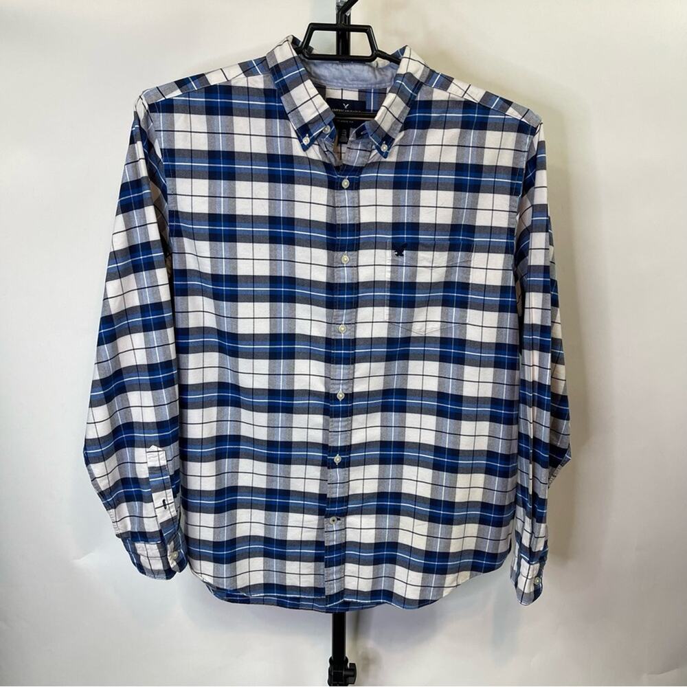 American Eagle Outfitters Blue Plaid Long Sleeve Size XXL Men’s